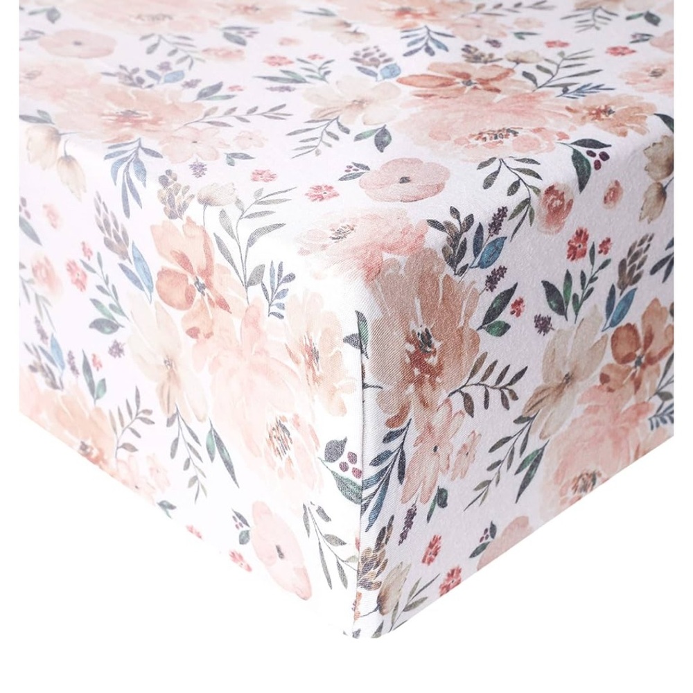( set of 2) Copper Pearl Floral Patterned Fitted crib Sheets